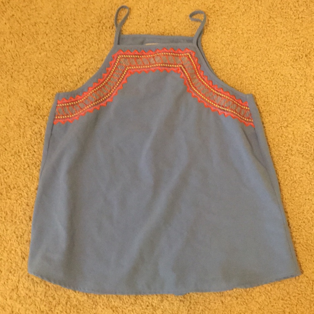 Bright blue and neon design tank top